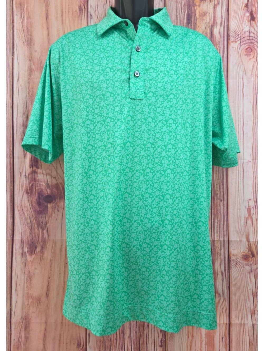 FootJoy Mens Green Floral Print Polo Shirt Size Medium